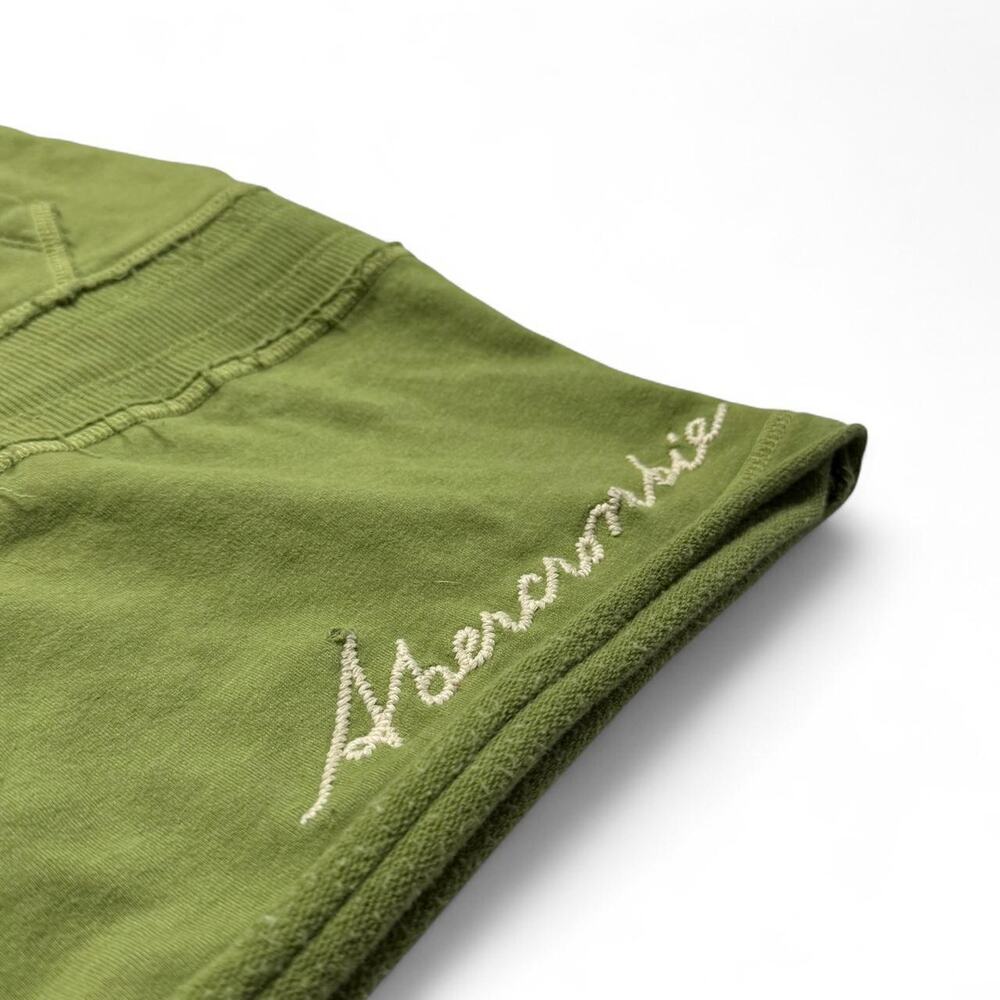 Y2K vintage Abercrombie & Fitch green cotton & hooded mini dress logo size large - Picture 5 of 8